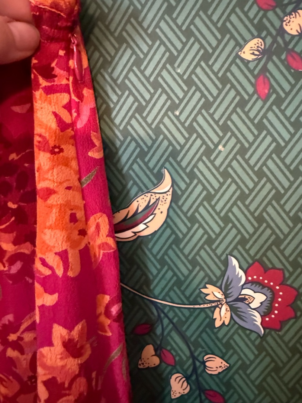 JM by Jessica Moore Vintage Inspired Bright Pink & Orange Floral Midi Skirt - Picture 3 of 5